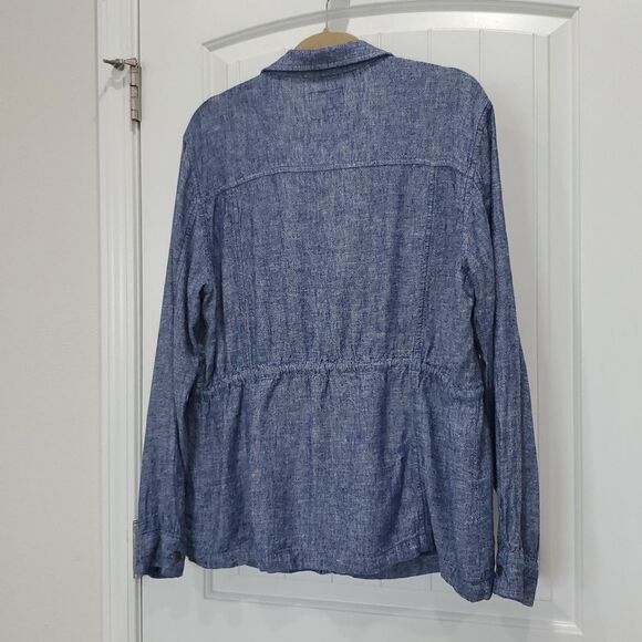 Old Navy Linen Full Zip Lightweight  Blue Jacket, Size LARGE - Picture 6 of 6